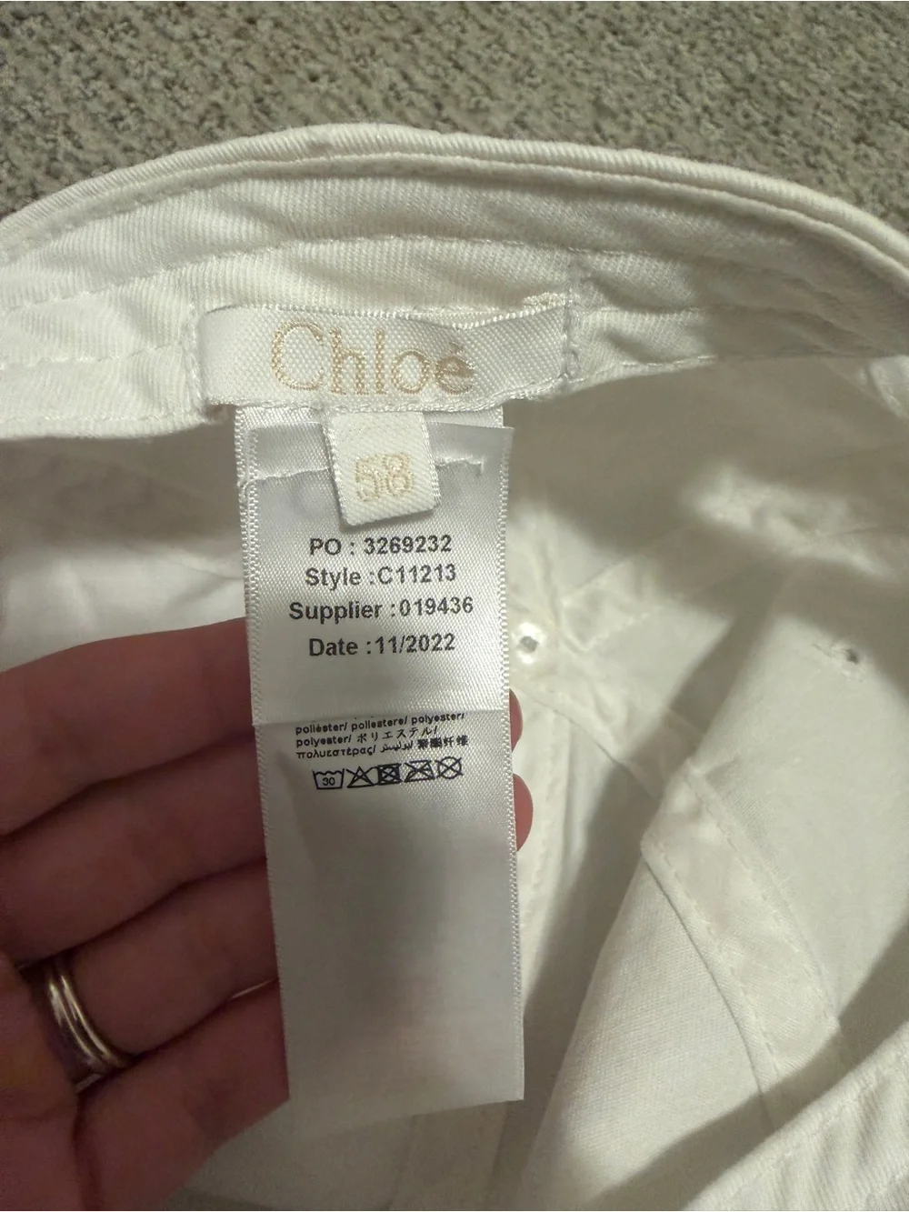 Chloé White Logo Baseball Cap with embroidered letters